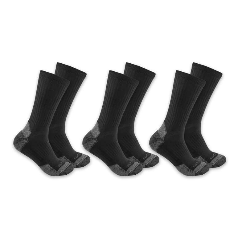 Carhartt  Black Midweight Cotton Blend Crew Sock 3-Pack