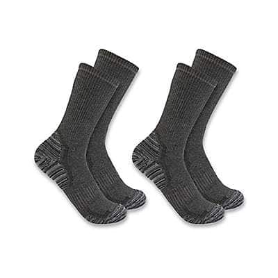 Carhartt Men's Charcoal Carhartt Force® Midweight Synthetic-Wool Blend Crew Sock 2-Pack