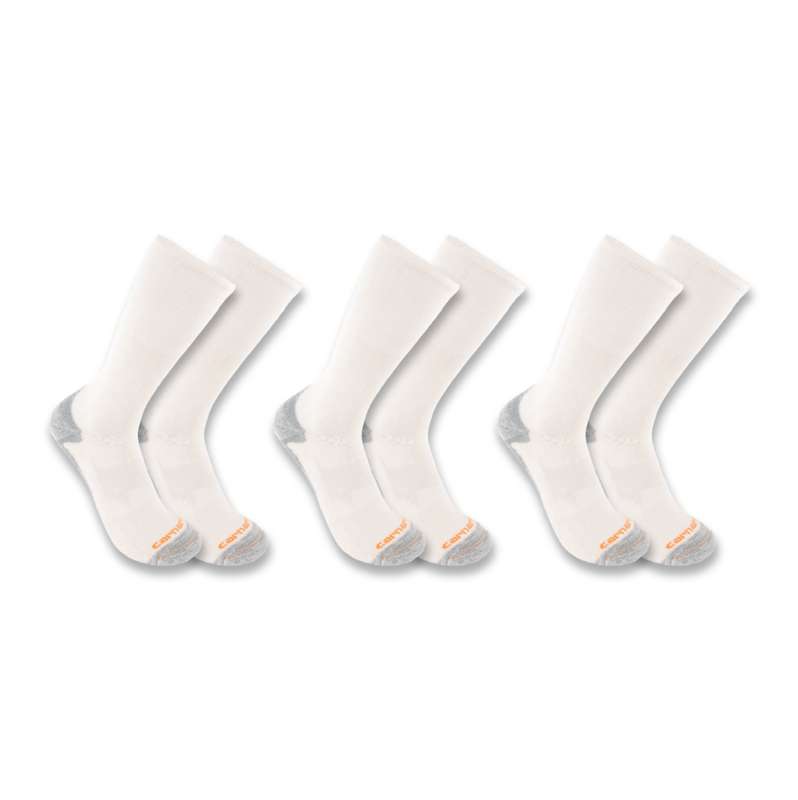 Carhartt  White Midweight Cotton-Tencel Comfort Crew Sock 3-Pack