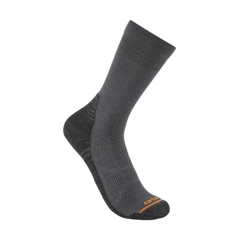 Carhartt  Gray Lightweight Synthetic-Merino Wool Blend Crew Sock