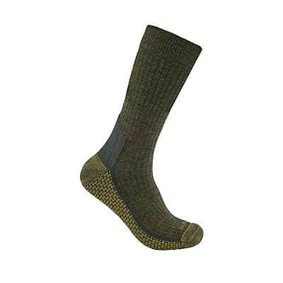 Carhartt Men's Olive Carhartt Force® Grid Midweight Merino Wool Blend Crew Sock