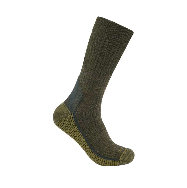 Carhartt  Olive Carhartt Force® Grid Midweight Merino Wool Blend Crew Sock