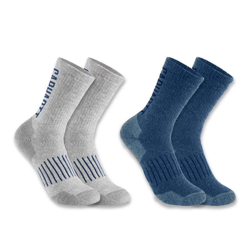 Carhartt  Horizon Blue Midweight Synthetic-Wool Blend Logo Crew Sock 2-Pack