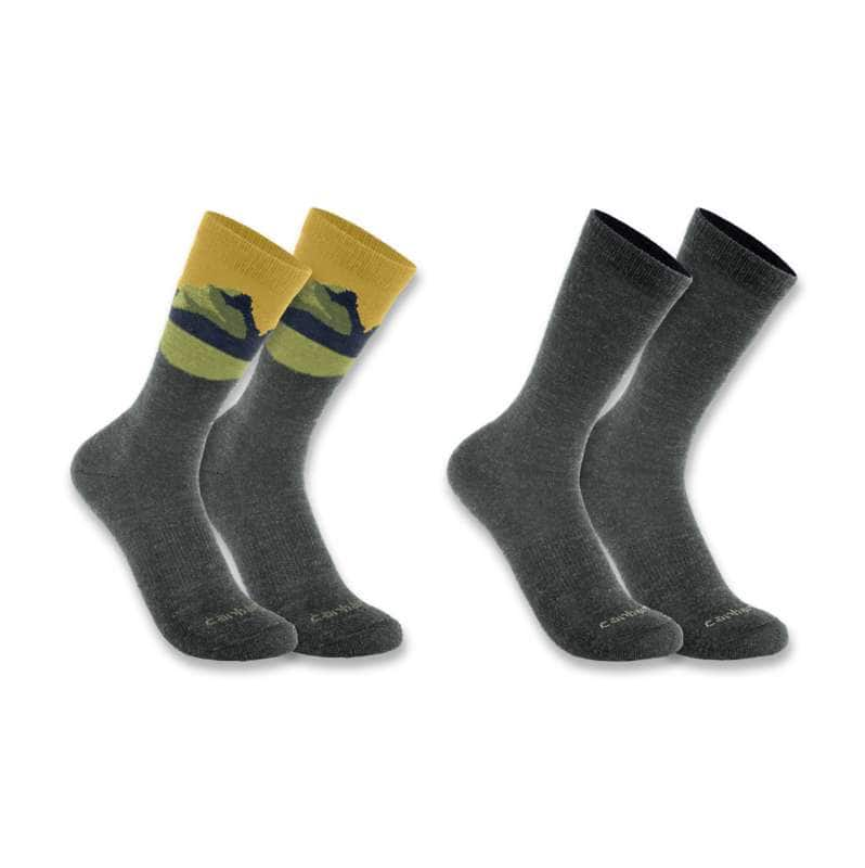 Carhartt  Shaded Spruce Midweight Synthetic-Wool Blend Mountain Crew Sock 2-Pack