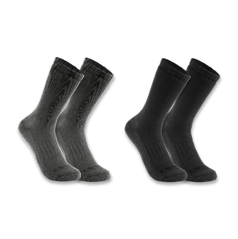 Carhartt  Black Midweight Synthetic-Wool Blend Woodgrain Crew Sock 2-Pack