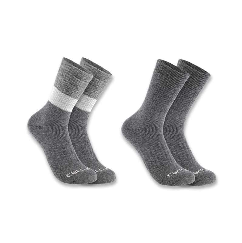 Carhartt  Gray Midweight Synthetic-Wool Blend Colorblock Crew Sock 2-Pack