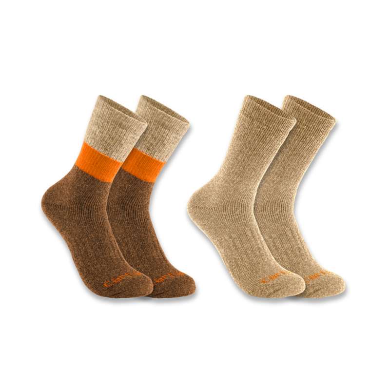 Carhartt  Dark Khaki Midweight Synthetic-Wool Blend Colorblock Crew Sock 2-Pack