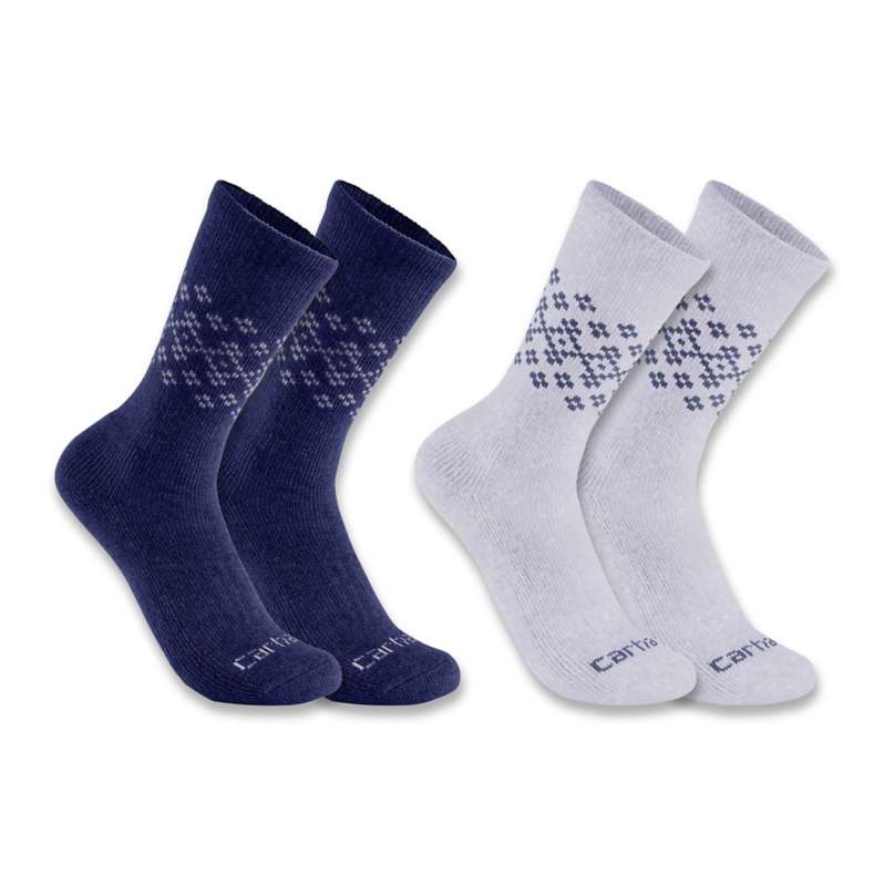 Carhartt  Heather Gray Women's Midweight Synthetic-Wool Blend Fairisle Crew Sock 2-Pack