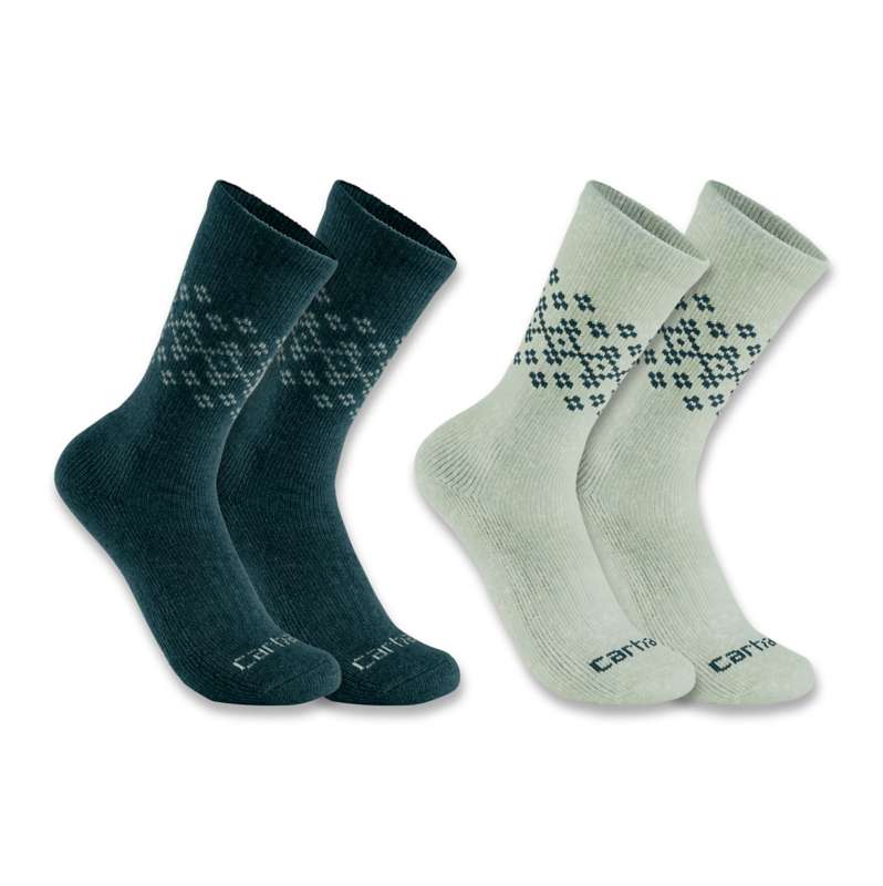 Carhartt  Assorted Women's Midweight Synthetic-Wool Blend Fairisle Crew Sock 2-Pack