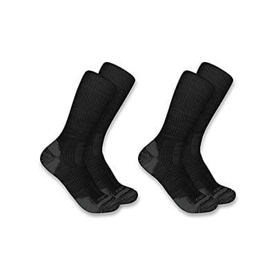 Carhartt Men's Black Midweight Synthetic-Wool Blend Crew Sock 2-Pack