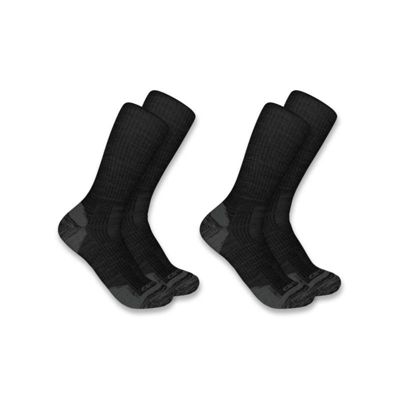 Carhartt  Black Midweight Synthetic-Wool Blend Crew Sock 2-Pack