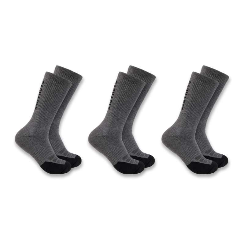 Carhartt  Carbon Heather Carhartt Force® Midweight Logo Crew Sock 3-Pack