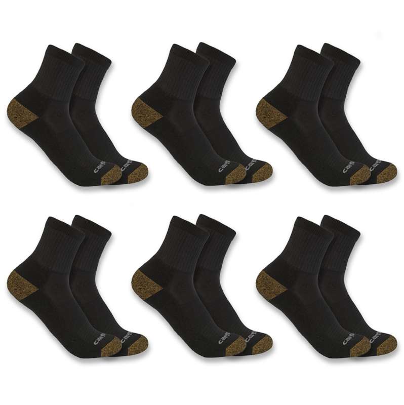 Carhartt  Black Midweight Quarter Sock 6-Pack