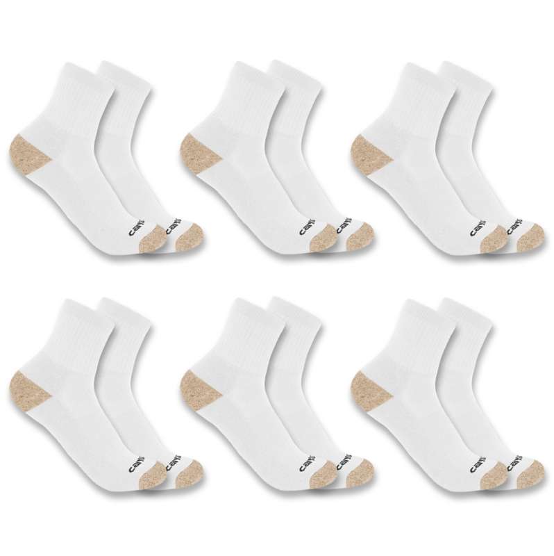 Carhartt  White Midweight Quarter Sock 6-Pack
