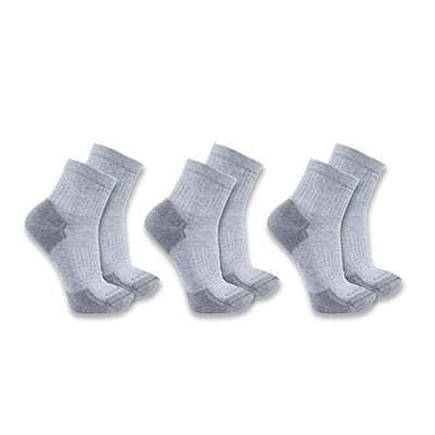 Carhartt Men's Gray Midweight Cotton Blend Quarter Sock 3-Pack