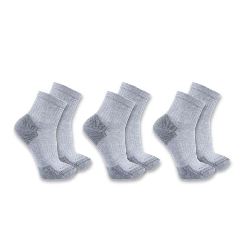 Carhartt  Gray Midweight Cotton Blend Quarter Sock 3-Pack