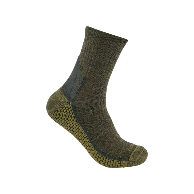 Carhartt  Olive Carhartt Force® Grid Midweight Merino Wool Blend Quarter Sock