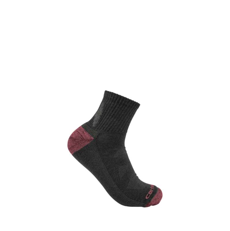 Carhartt  Carbon Heather Women's Midweight Merino Wool Blend Quarter Sock