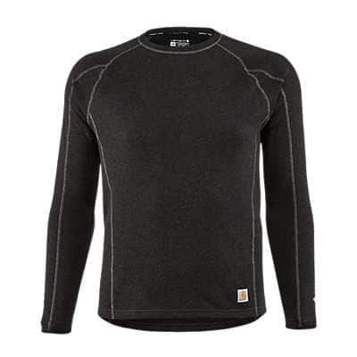 Carhartt Men's Black Heather Men's Base Layer Thermal Shirt - Force® - Heavyweight - Synthetic Wool-Blend Fleece