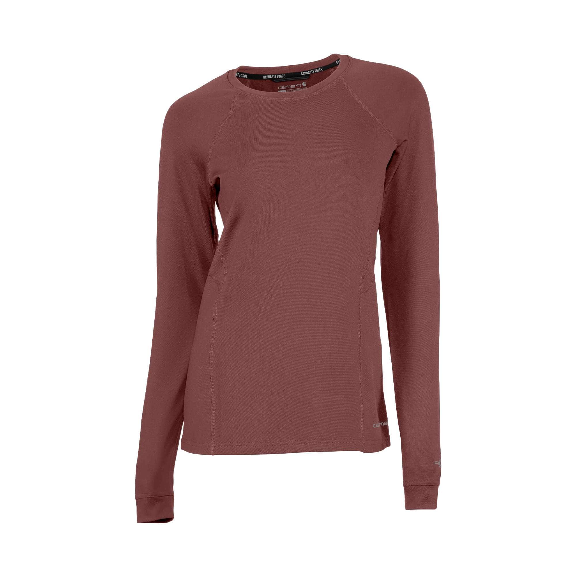 Carhartt Women's Force Heavyweight Stretch Base Layer Crewneck | Dark Rose Tint | 2XL