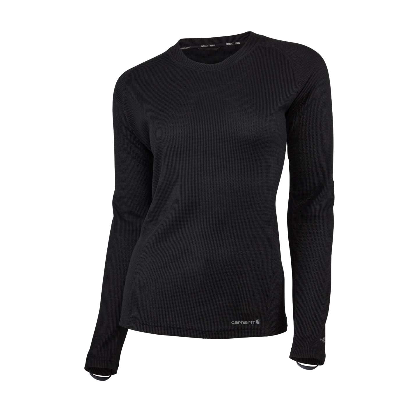 Женский топ Carhartt Force® Midweight Waffle Base Layer Crewneck, цвет: Чёрный — фото 1