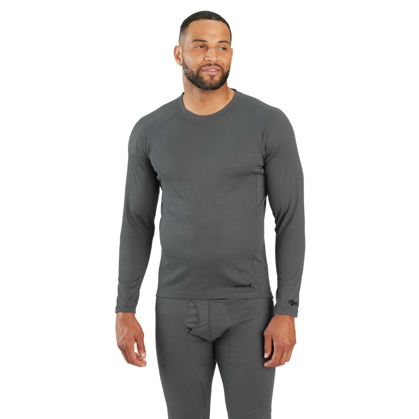 Мужской свитшот Carhartt Force Midweight Micro-Grid Base Layer Crewneck, цвет: Асфальтовый — фото 1