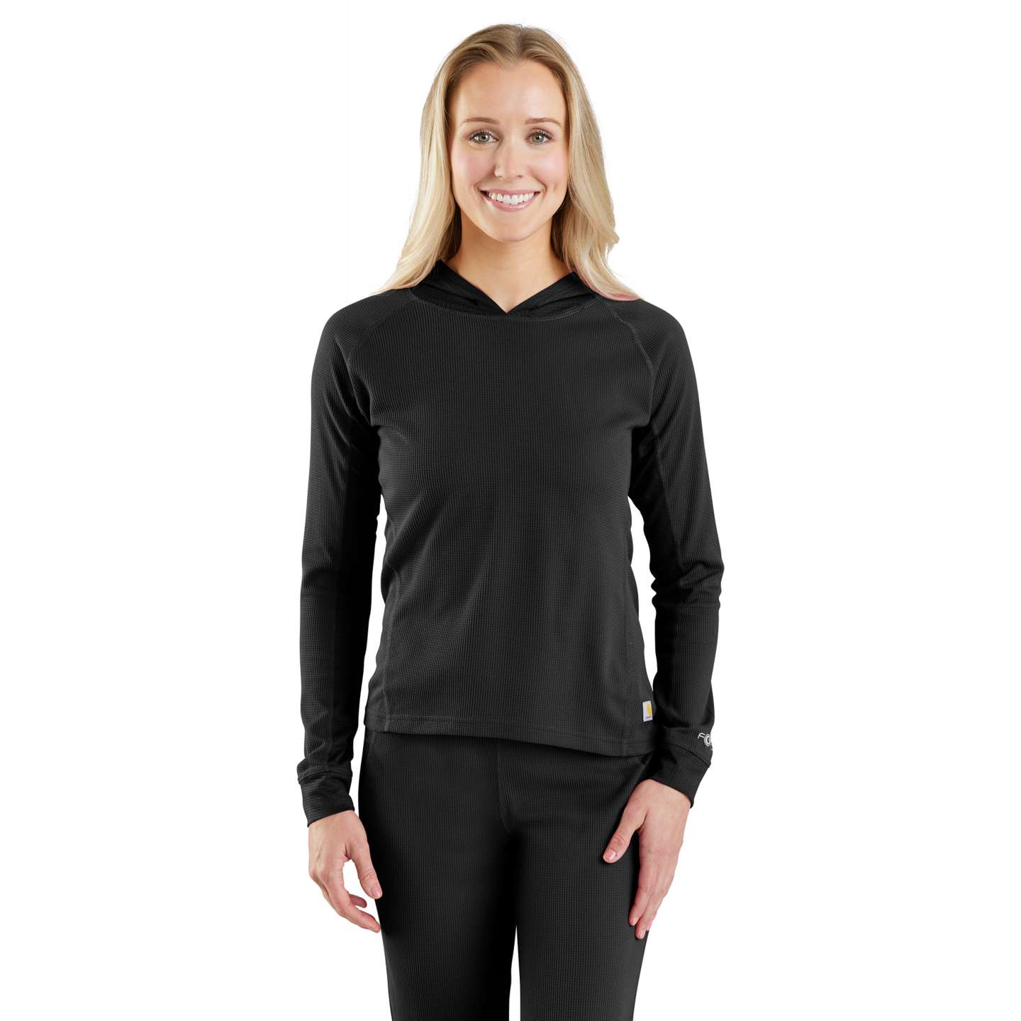 Женское худи Carhartt Force® Midweight Micro-Grid Base Layer, цвет: Чёрный — фото 1