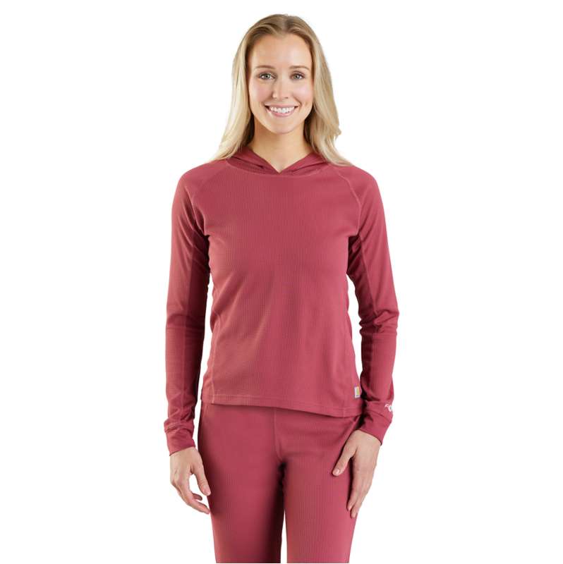 Carhartt  Carhartt Burgundy Women's Carhartt Force® Midweight Micro-Grid Base Layer Hoodie