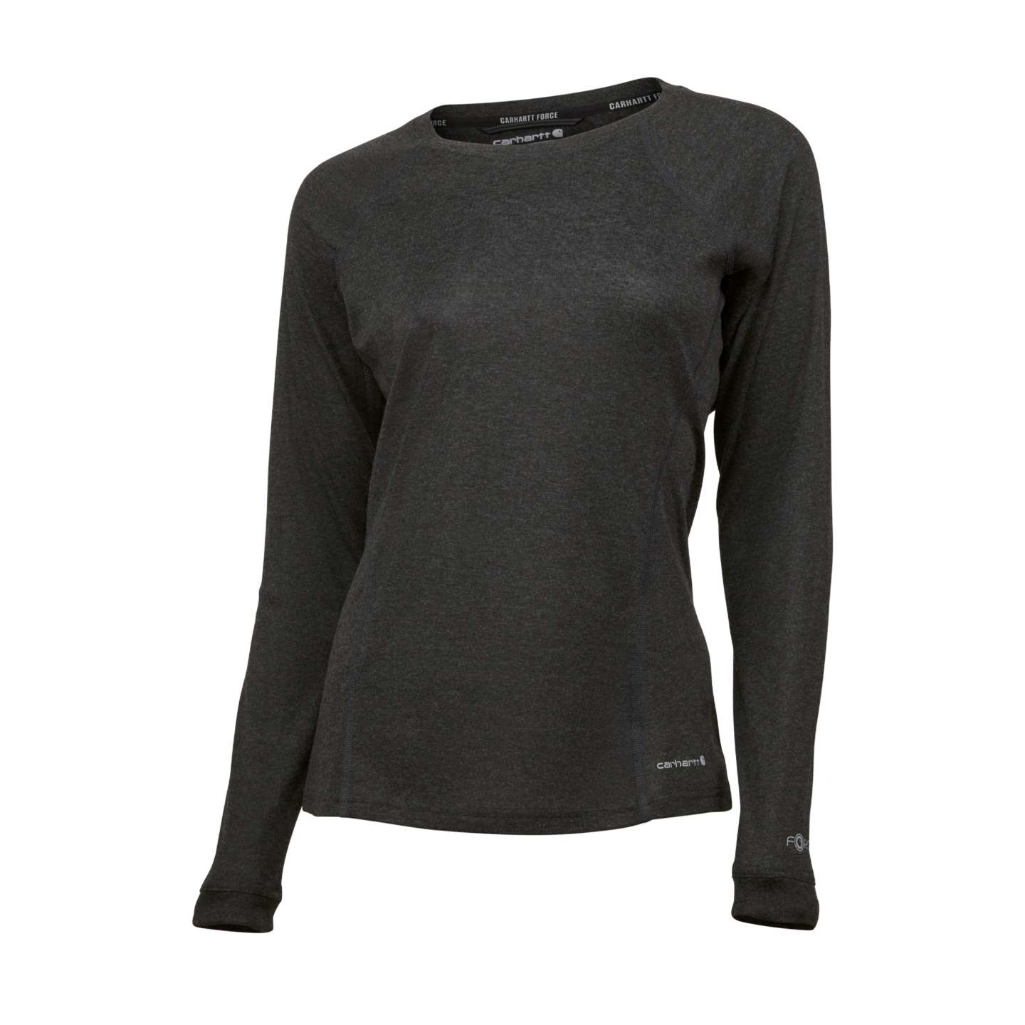 Женский свитшот Carhartt Force Midweight Stretch Base Layer Crewneck, цвет: Чёрный меланжевый — фото 1
