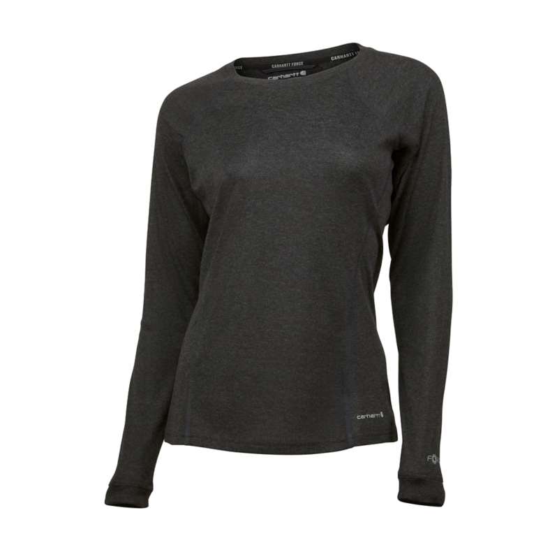 Carhartt  Black Heather Women's Force Midweight Stretch Base Layer Crewneck