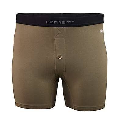 Carhartt Men's Burnt Olive Carhartt Force® Stretch Cotton 5" Button Fly Boxer Brief