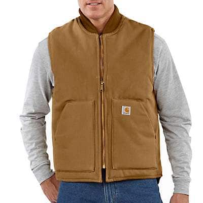 Carhartt Men's Carhartt Brown Relaxed Fit Firm Duck Insulated Rib Collar Vest