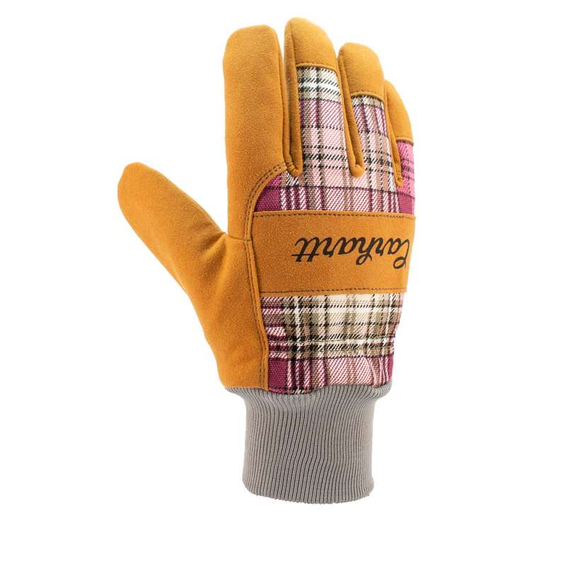 Carhartt  WILD ROSE PLAID Suede Knit-Cuff Work Glove
