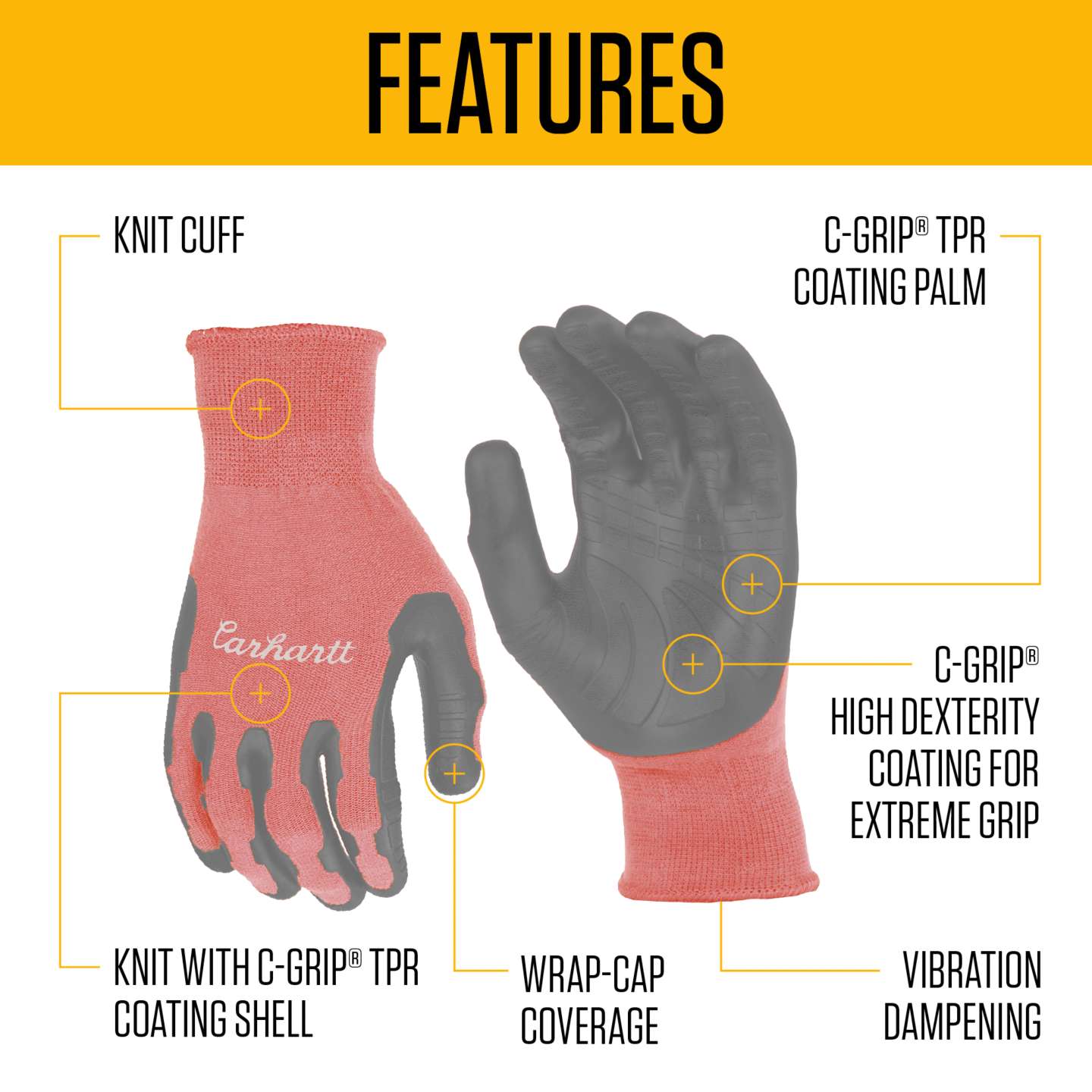 Женские перчатки Carhartt C-Grip Pro Palm, цвет: Коралловый мглистый — фото 2