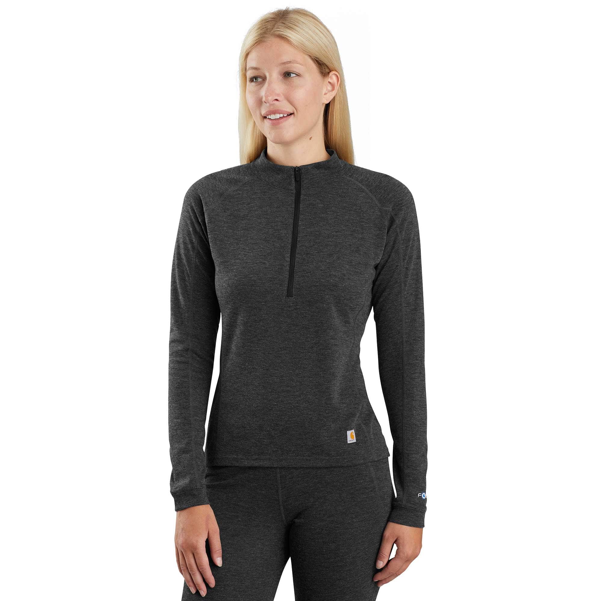 Women's Base Layer Quarter-Zip Thermal Top - Carhartt Force® Midweight Poly-Wool