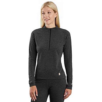 Carhartt Women's BLACK HEATHER Women's Base Layer Quarter-Zip Thermal Top - Force® - Midweight - Poly-Wool