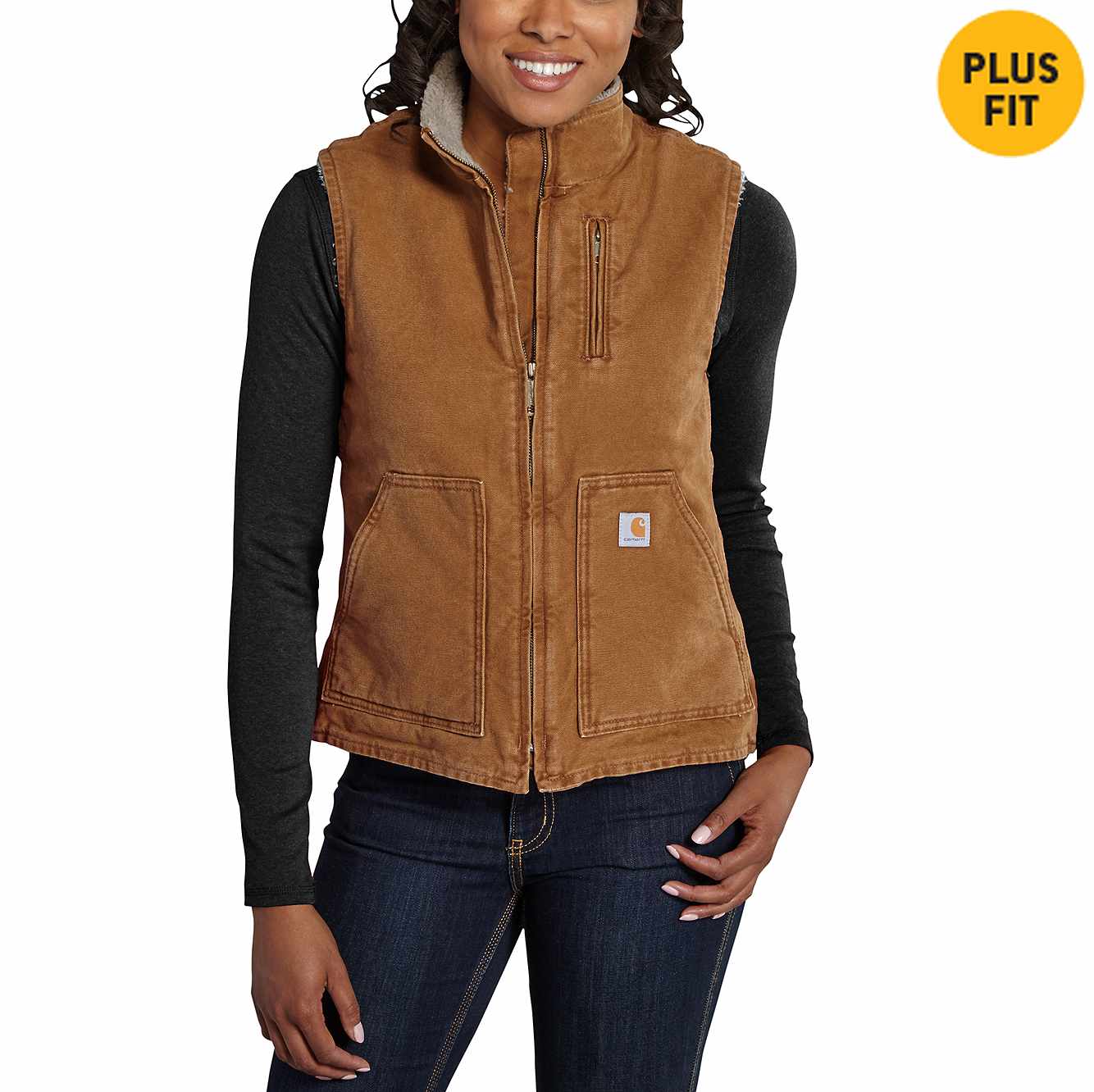 Regular and Plus Sizes Carhartt Womens Mock Neck Sherpa Lined Vest