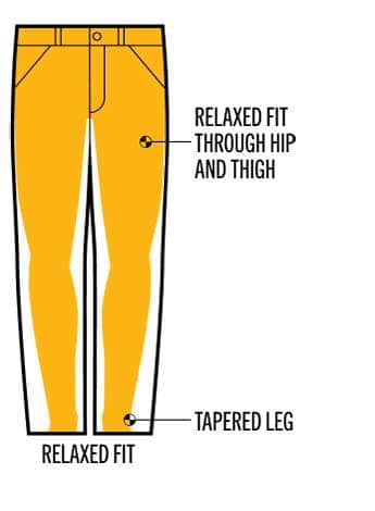 Relaxed Fit: relaxed through hip and thigh; tapered leg.