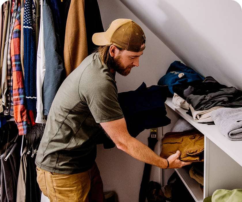 Nick Leonard from Statewoods Co. collecting Carhartt gear to trade in to Carhartt Reworked.